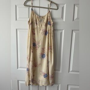 EUC Lucky Brand sleeveless cream colored flowered midi dress size XL